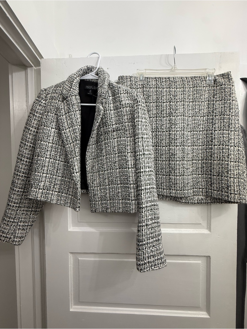 Rachel Zoe Black and White Tweed Mini Skirt Set
